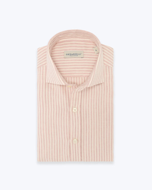 CAMISA DE RAYAS ROSAS Y BLANCAS GHIRARDELLI