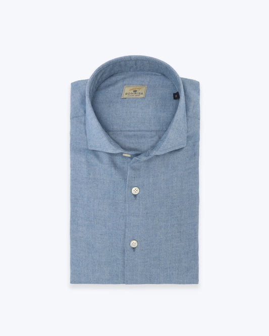 CAMISA DE ESPIGA AZUL DE FRANELA SONRISA