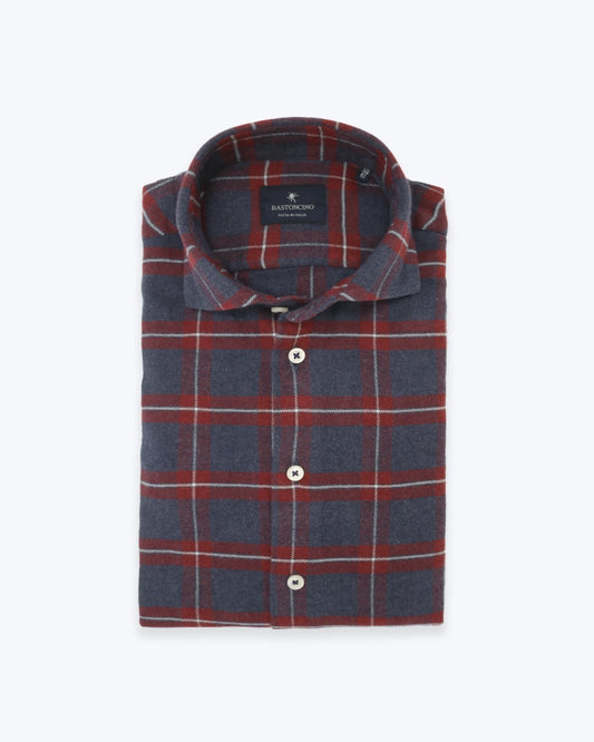 CAMISA ESCOCESA AZUL Y ROJA BASTONCINO