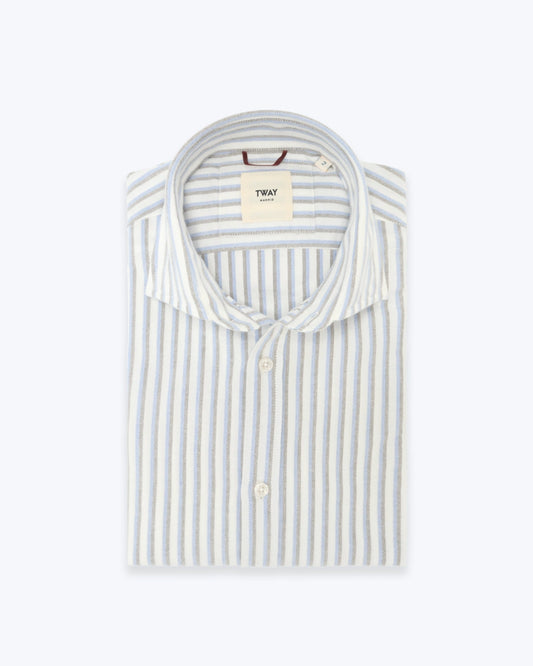 CAMISA DE RAYAS GRISES Y AZULES TWAY