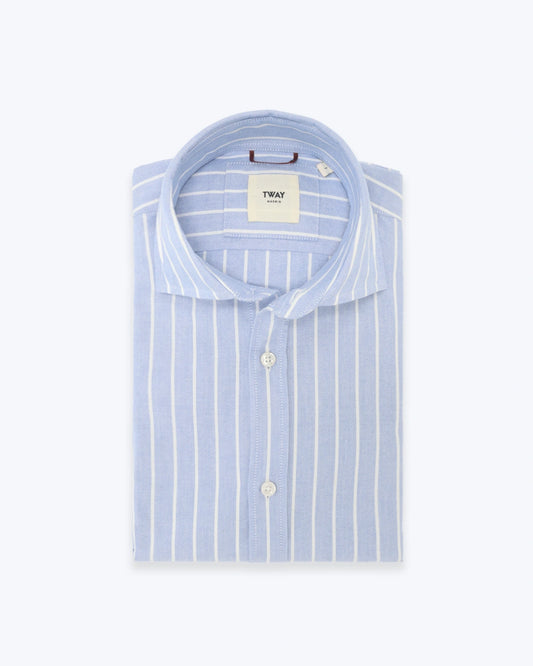 CAMISA AZUL CON RAYAS BLANCAS TWAY
