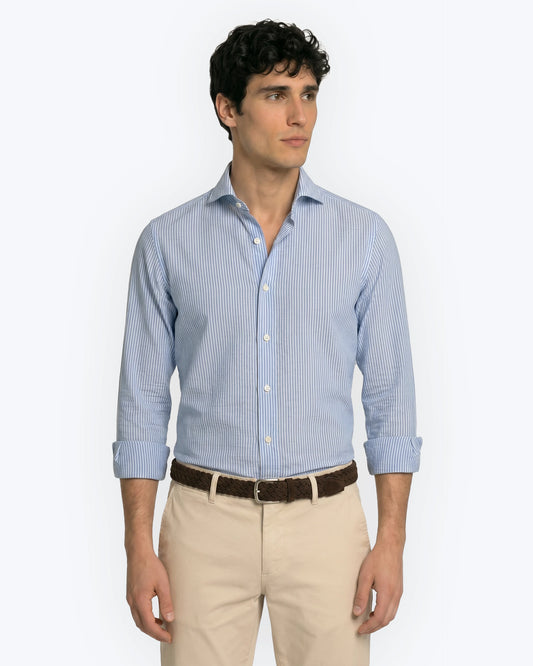 CAMISA RAYAS AZULES SEERSUCKER TWAY