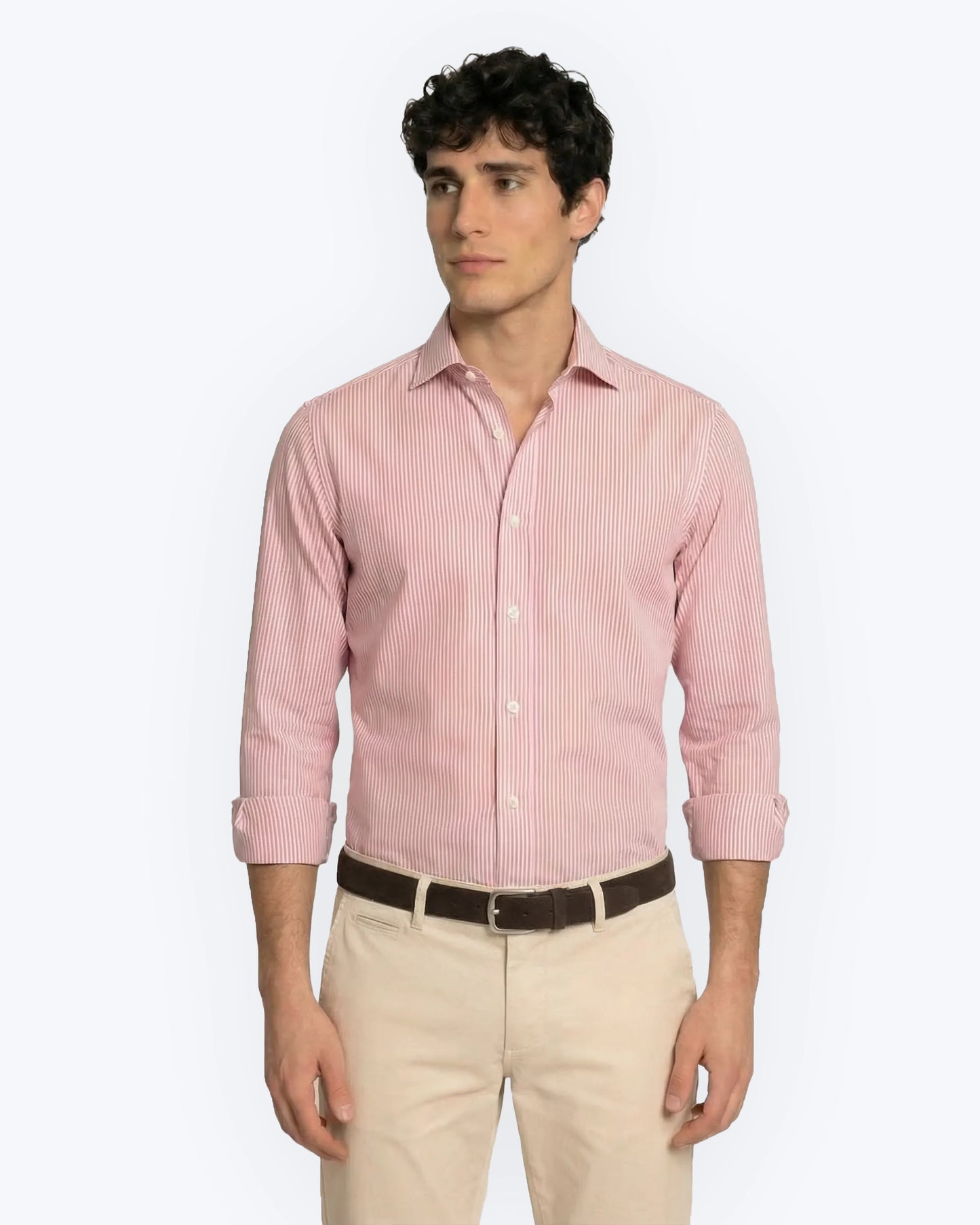 CAMISA ROSA CON RAYAS FINAS TWAY