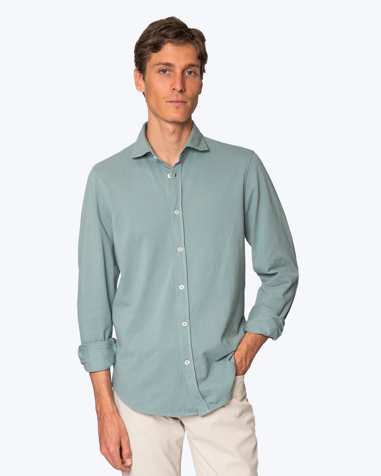 CAMISA DE PIQUÉ VERDE AGUA TWAY