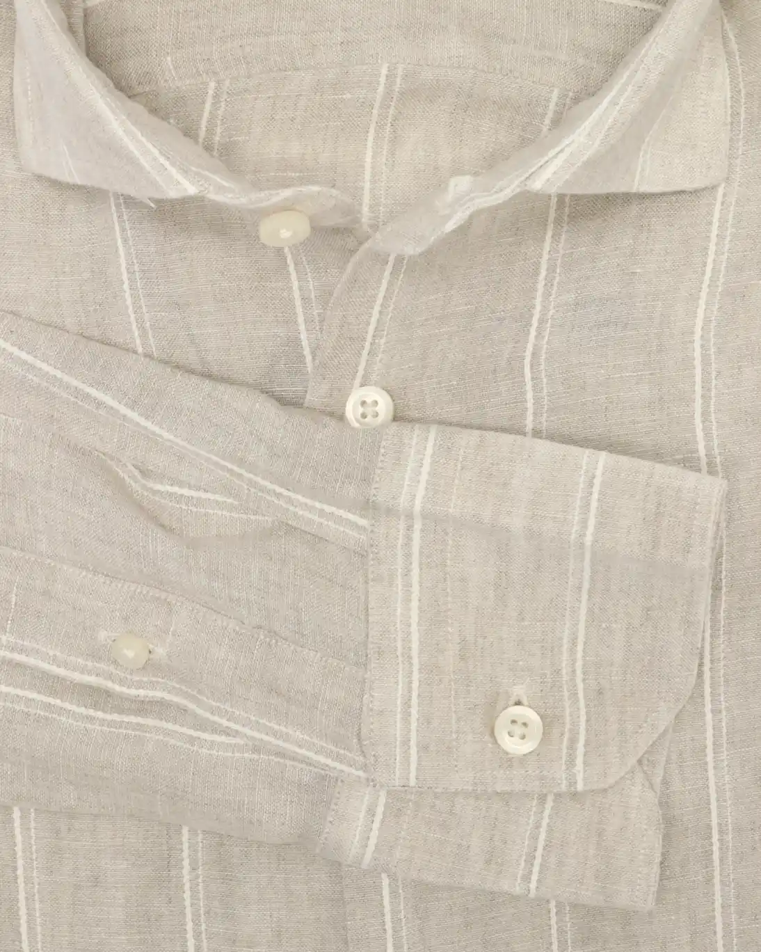 CAMISA DE LINO BEIGE CON RAYAS BASTONCINO