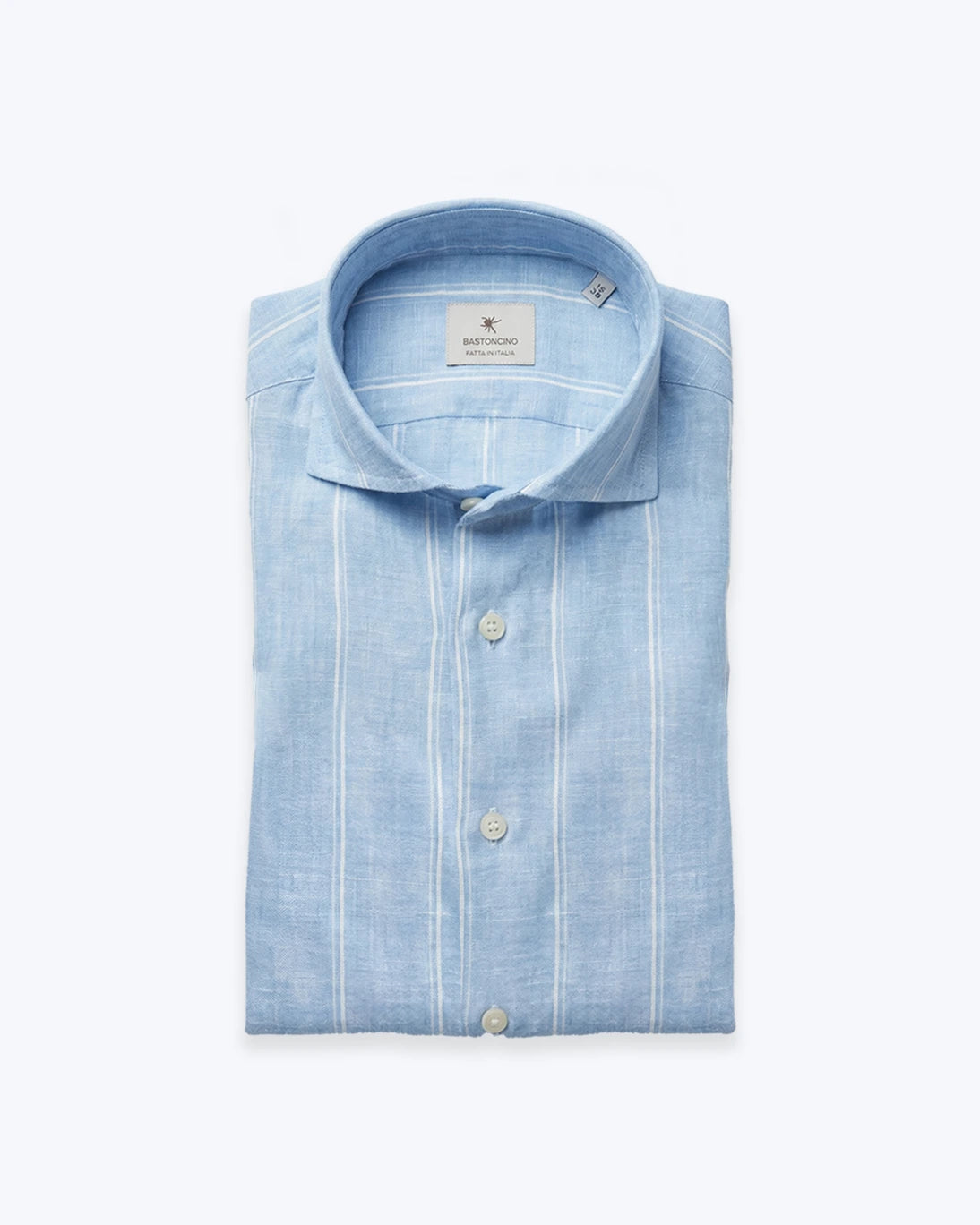 CAMISA DE LINO AZUL CON RAYAS BASTONCINO