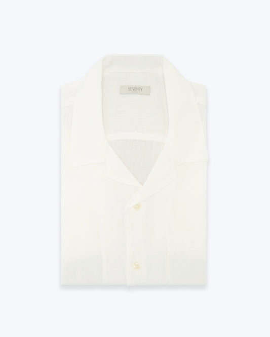 CAMISA DE LINO MANGA CORTA BLANCA SEVENTY
