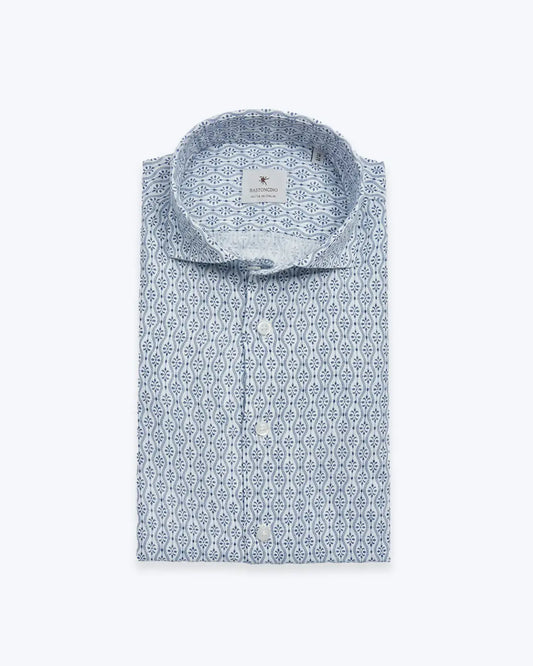 CAMISA DE LINO ESTAMPADA BASTONCINO