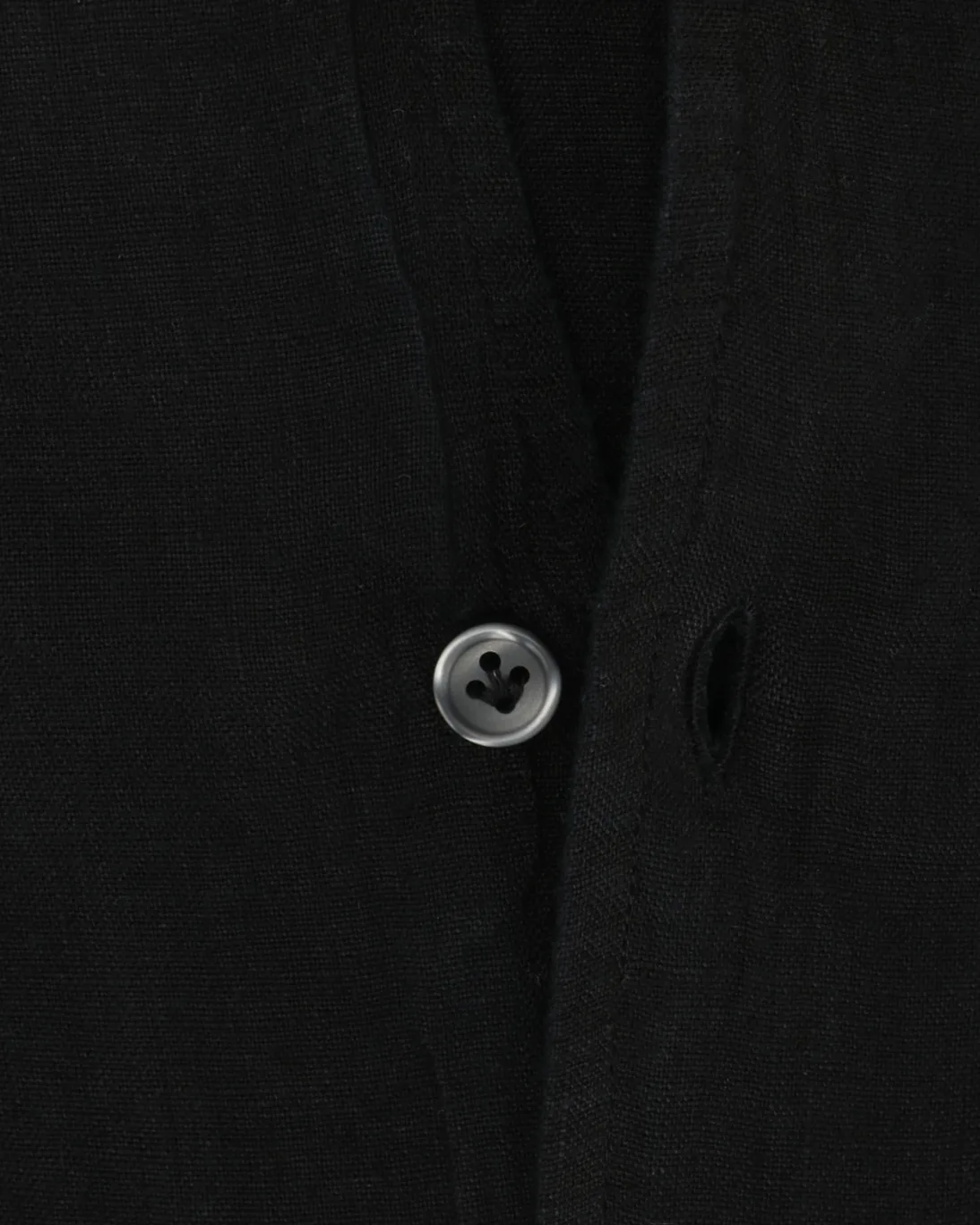CAMISA DE LINO NEGRA CON CUELLO MAO SONRISA