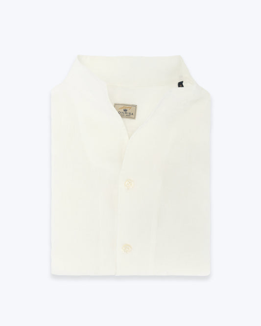 CAMISA DE LINO BLANCA CON CUELLO MAO SONRISA