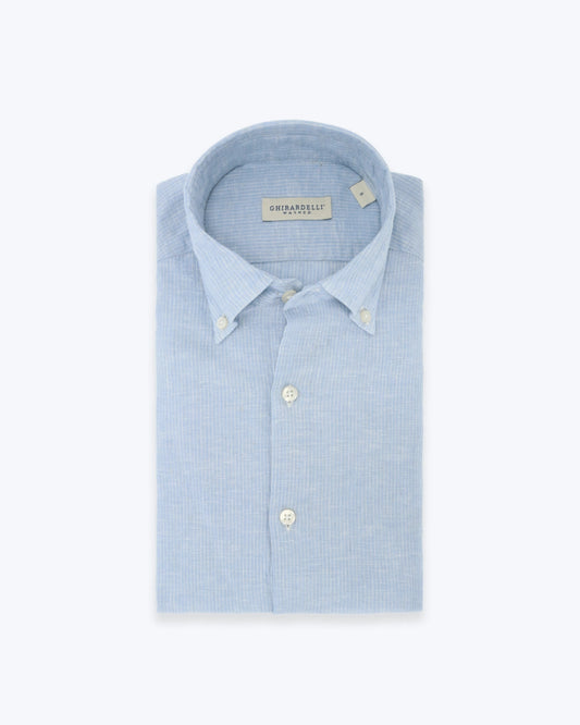 CAMISA AZUL CLARO CON FINAS RAYAS GHIRARDELLI