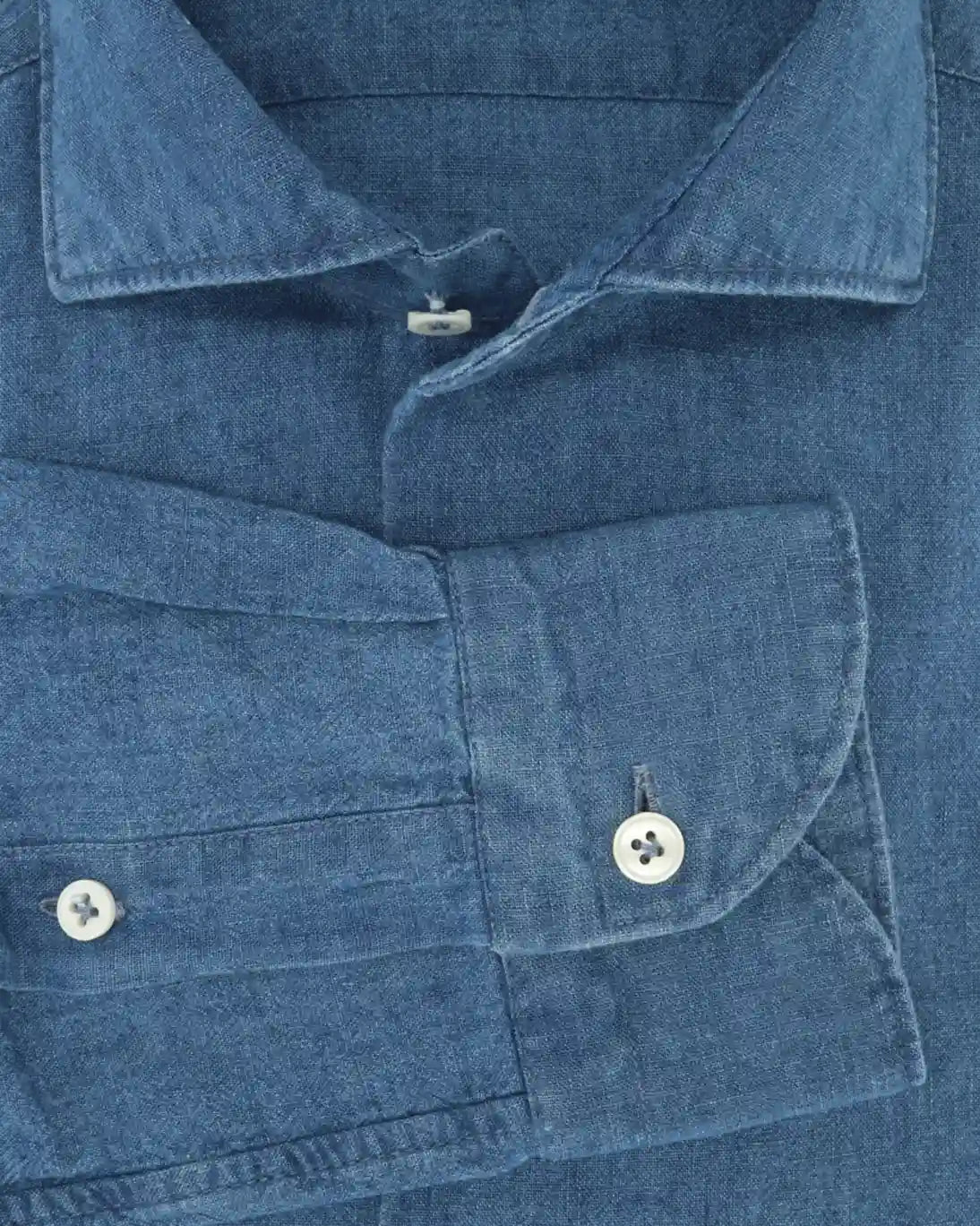 CAMISA CON LINO DENIM OSCURA NEW ENGLAND