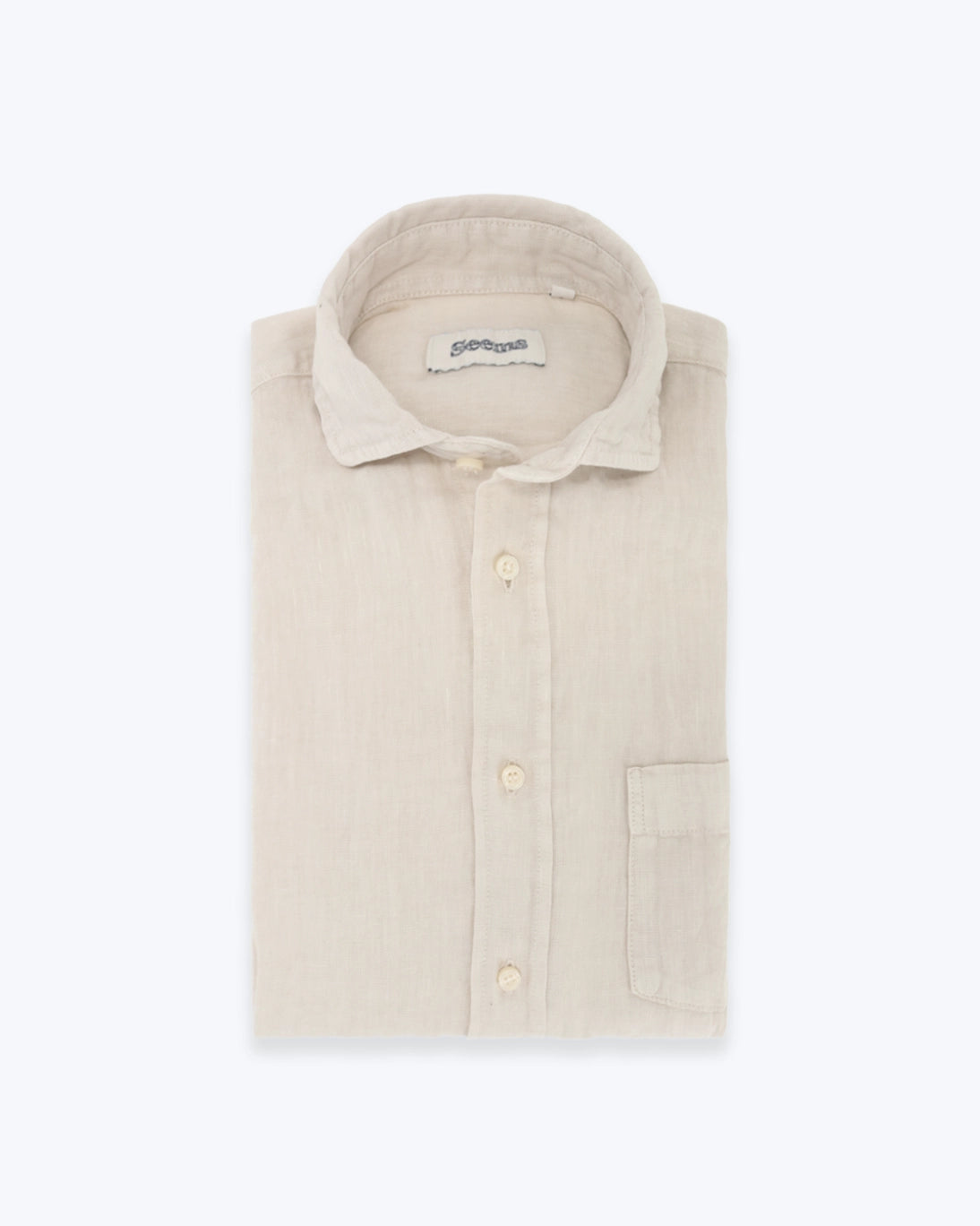 CAMISA BEIGE DE LINO CON BOLSILLO SEEMS