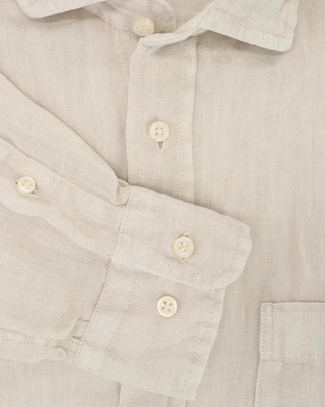 CAMISA BEIGE DE LINO CON BOLSILLO SEEMS