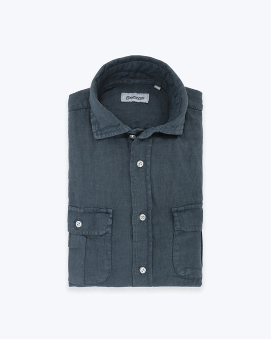 GUAYABERA DE LINO PETRÓLEO SEEMS