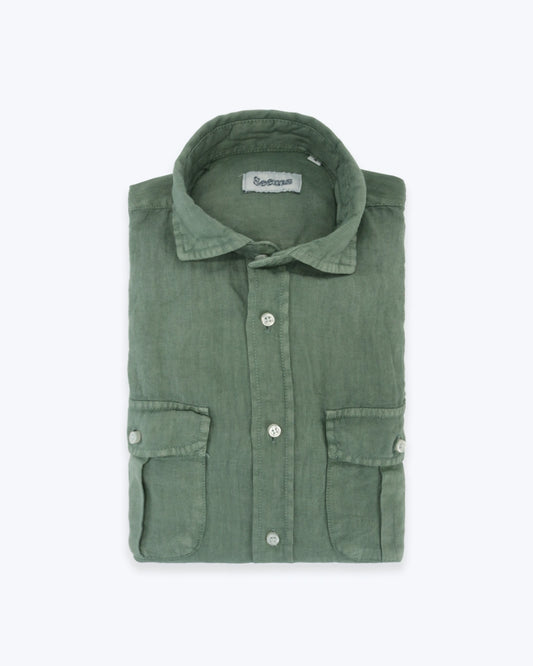 GUAYABERA DE LINO VERDE SEEMS