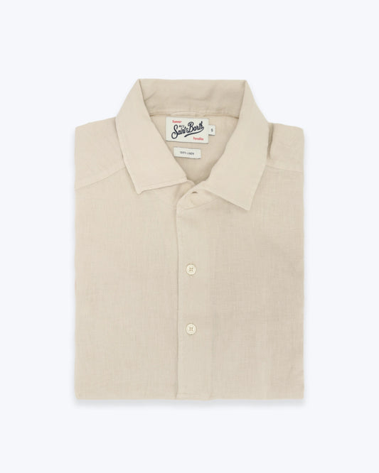 CAMISA POLERA DE LINO BEIGE MC2