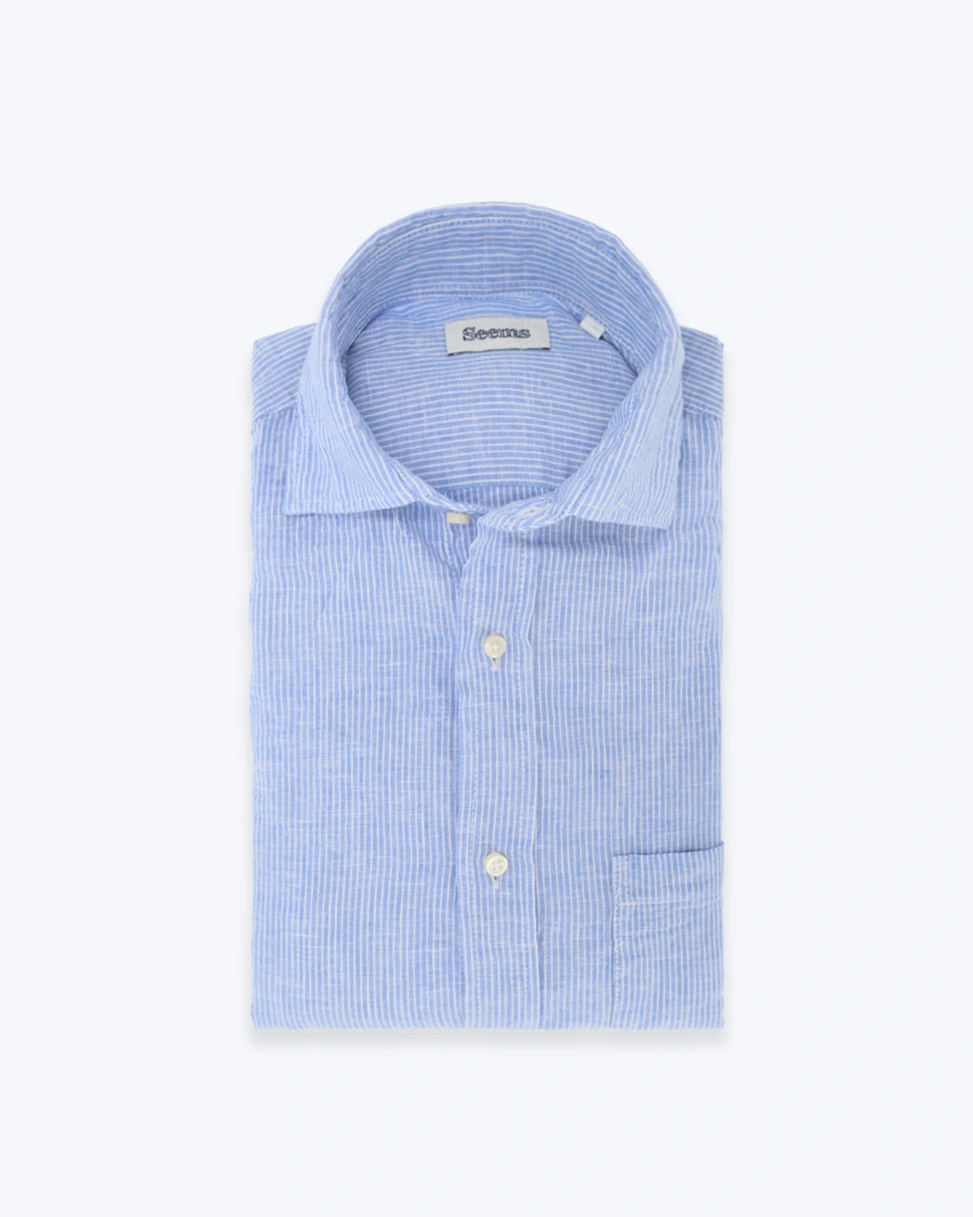 CAMISA AZUL CON RAYAS FINAS SEEMS