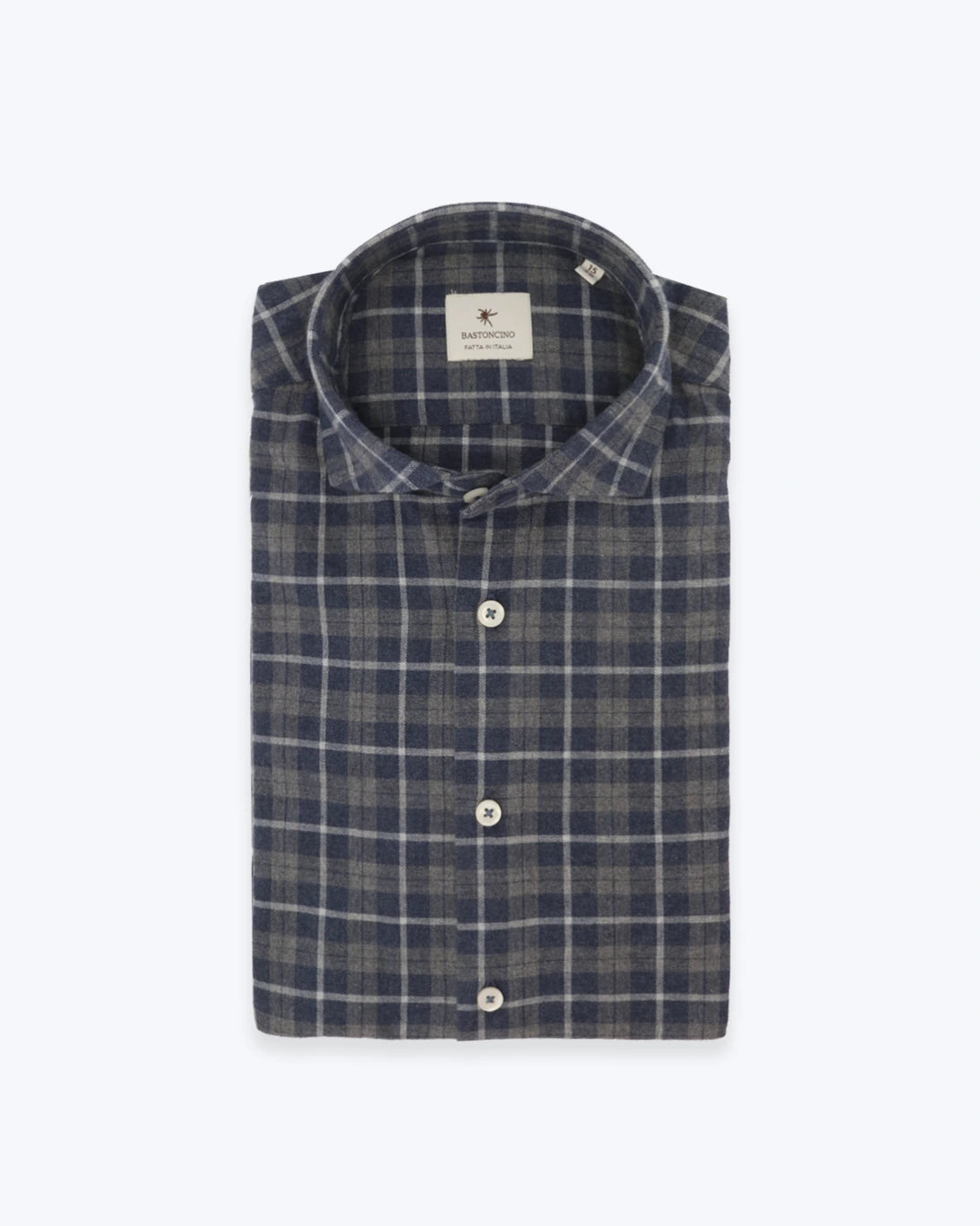 CAMISA BASTONCINO DE CUADROS AZUL Y GRIS
