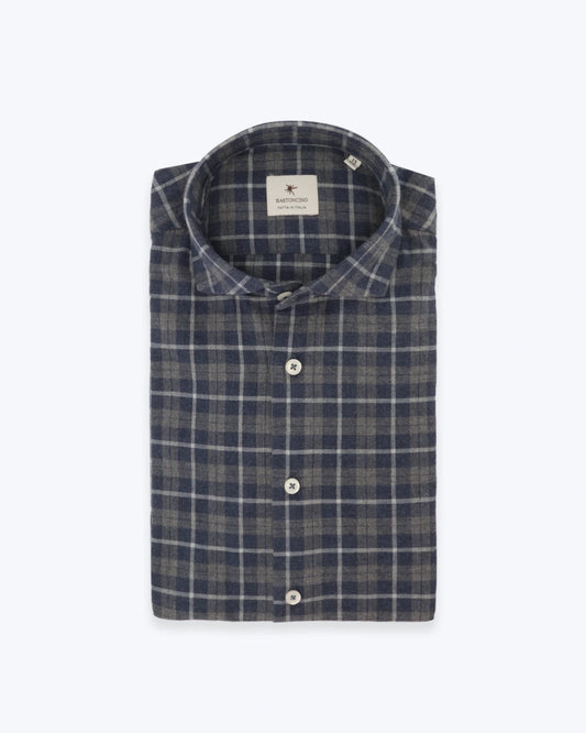 CAMISA BASTONCINO DE CUADROS AZUL Y GRIS