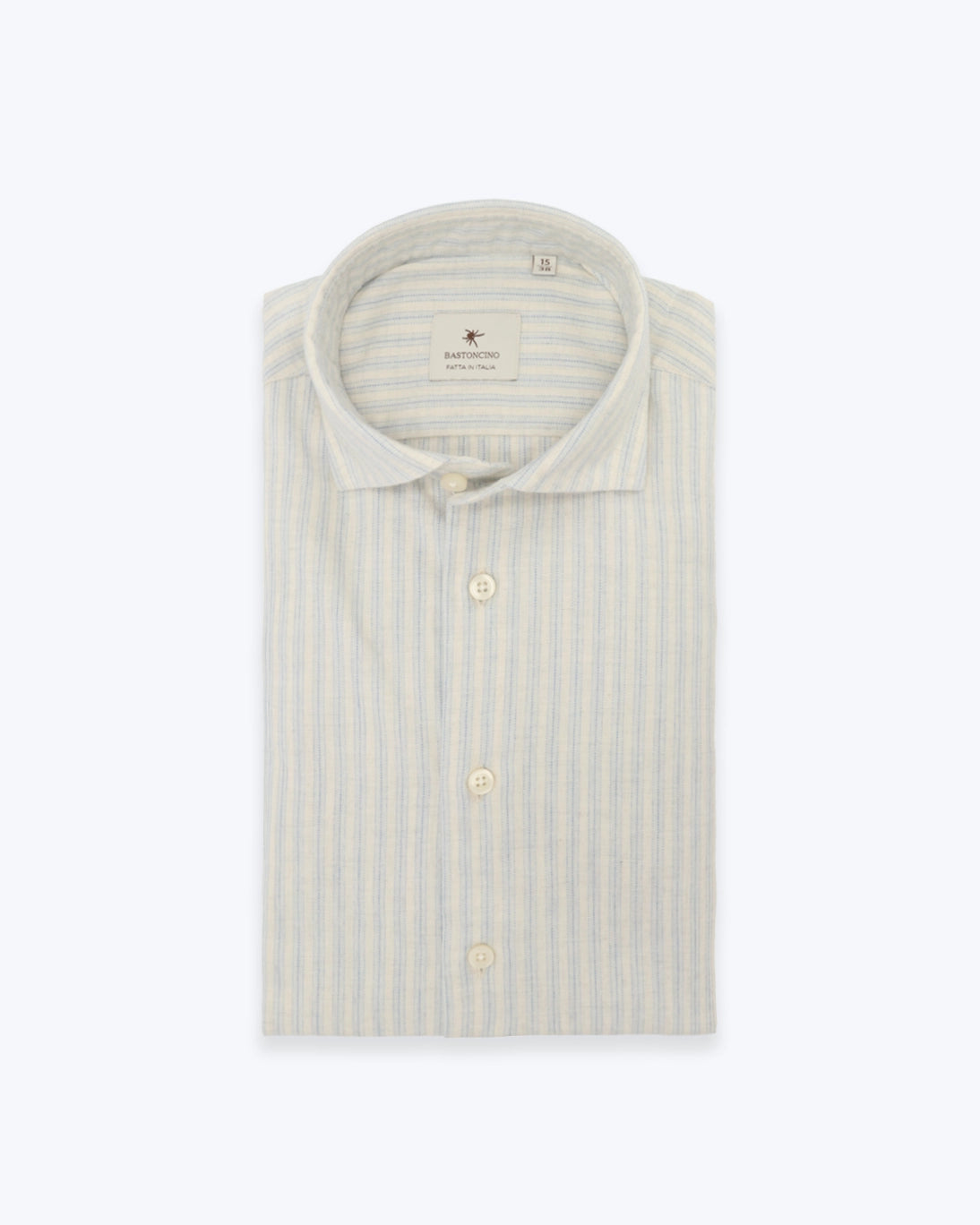 CAMISA DE RAYAS CREMA Y AZUL BASTONCINO