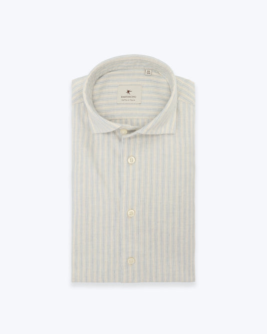 CAMISA DE RAYAS CREMA Y AZUL BASTONCINO