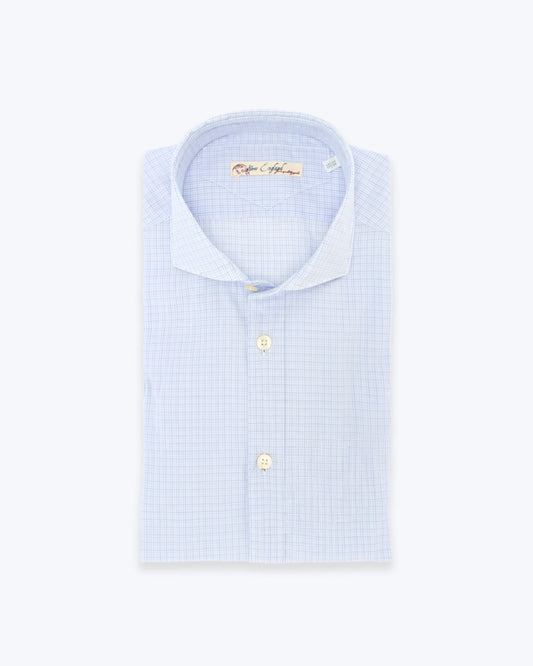CAMISA DE CUADRO PEQUEÑO AZUL NEW ENGLAND