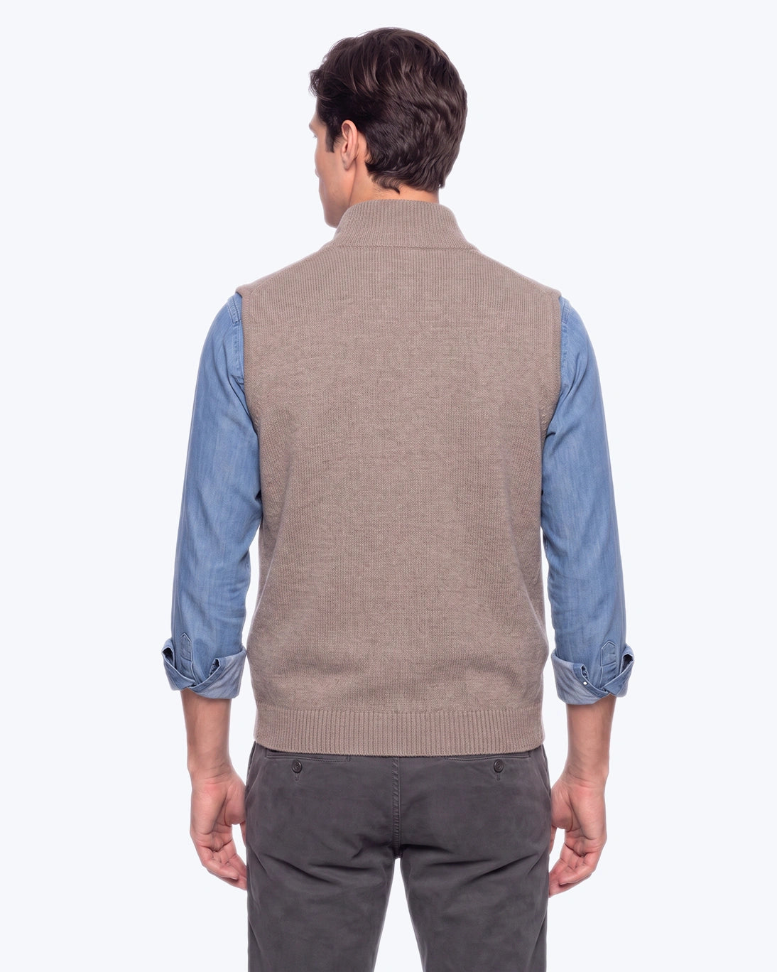 CHALECO DE PUNTO CON CREMALLERA BEIGE DANIELE FIESOLI