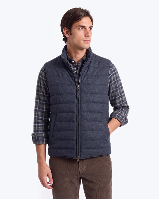 CHALECO SEVENTY DE LANA AZUL MARINO Y GRIS