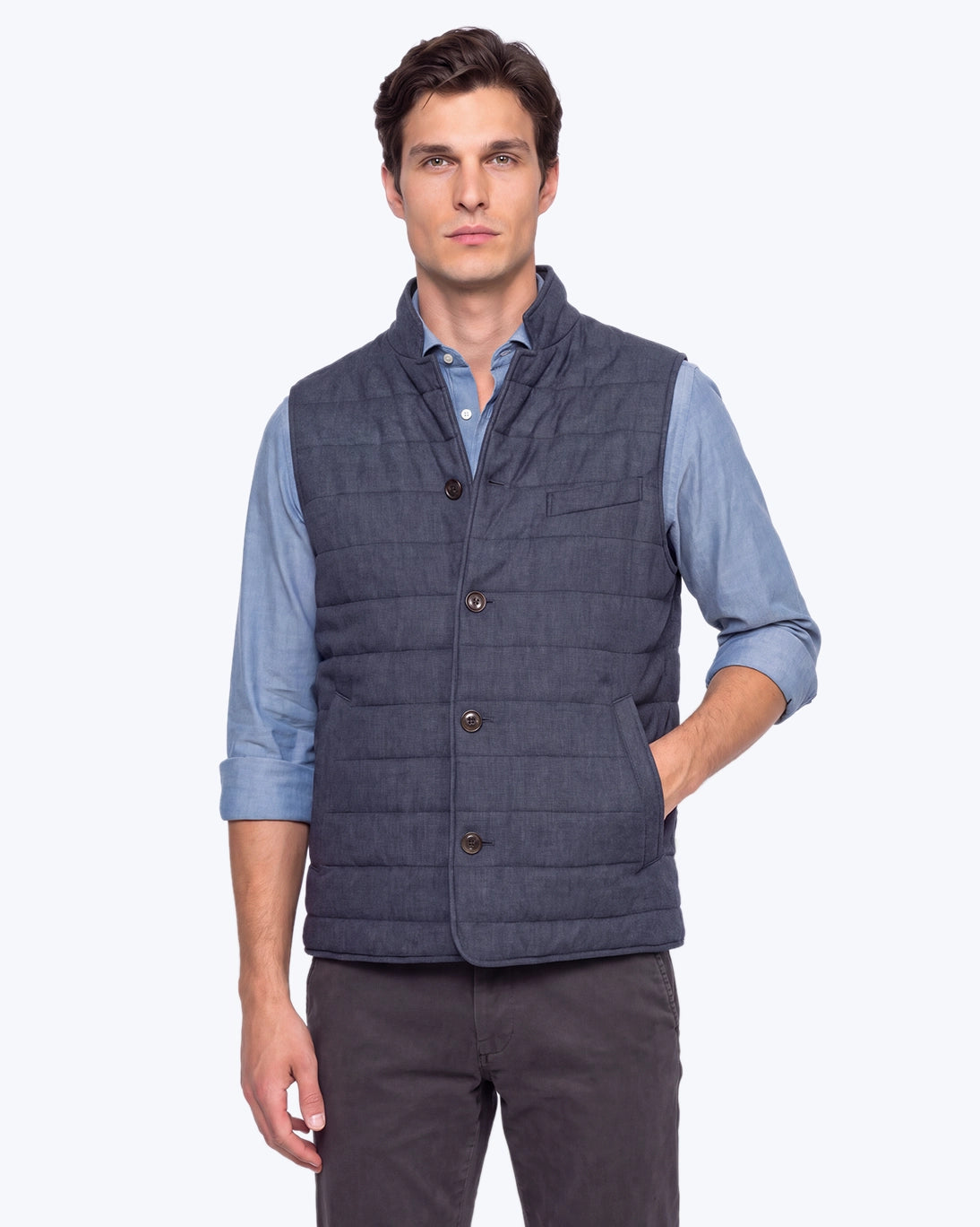 CHALEO ACOLCHADO SEVENTY AZUL GRISACEO