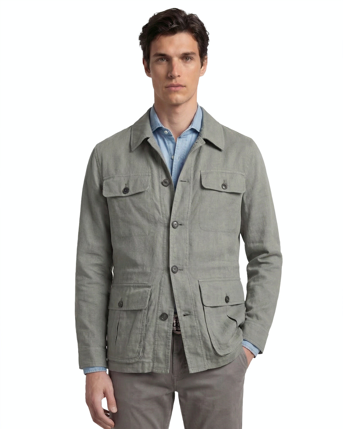 CHAQUETA CON LINO VERDE MANTO