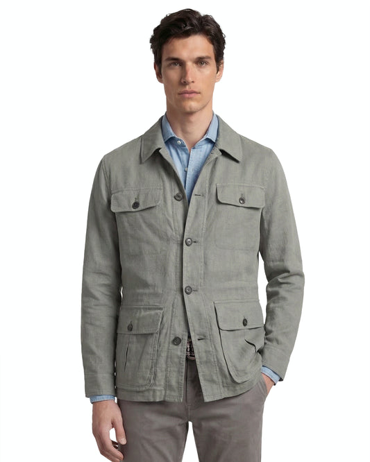 CHAQUETA CON LINO VERDE MANTO