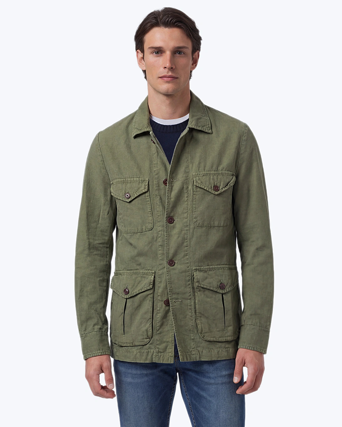 SAHARIANA VERDE CON LINO BL´KER