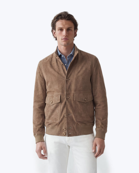 CAZADORA DE PIEL MARRÓN CLARO SEVENTY