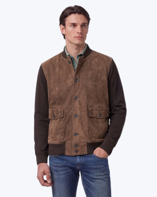 CAZADORA MARRÓN DE PIEL Y PUNTO THE JACK LEATHERS