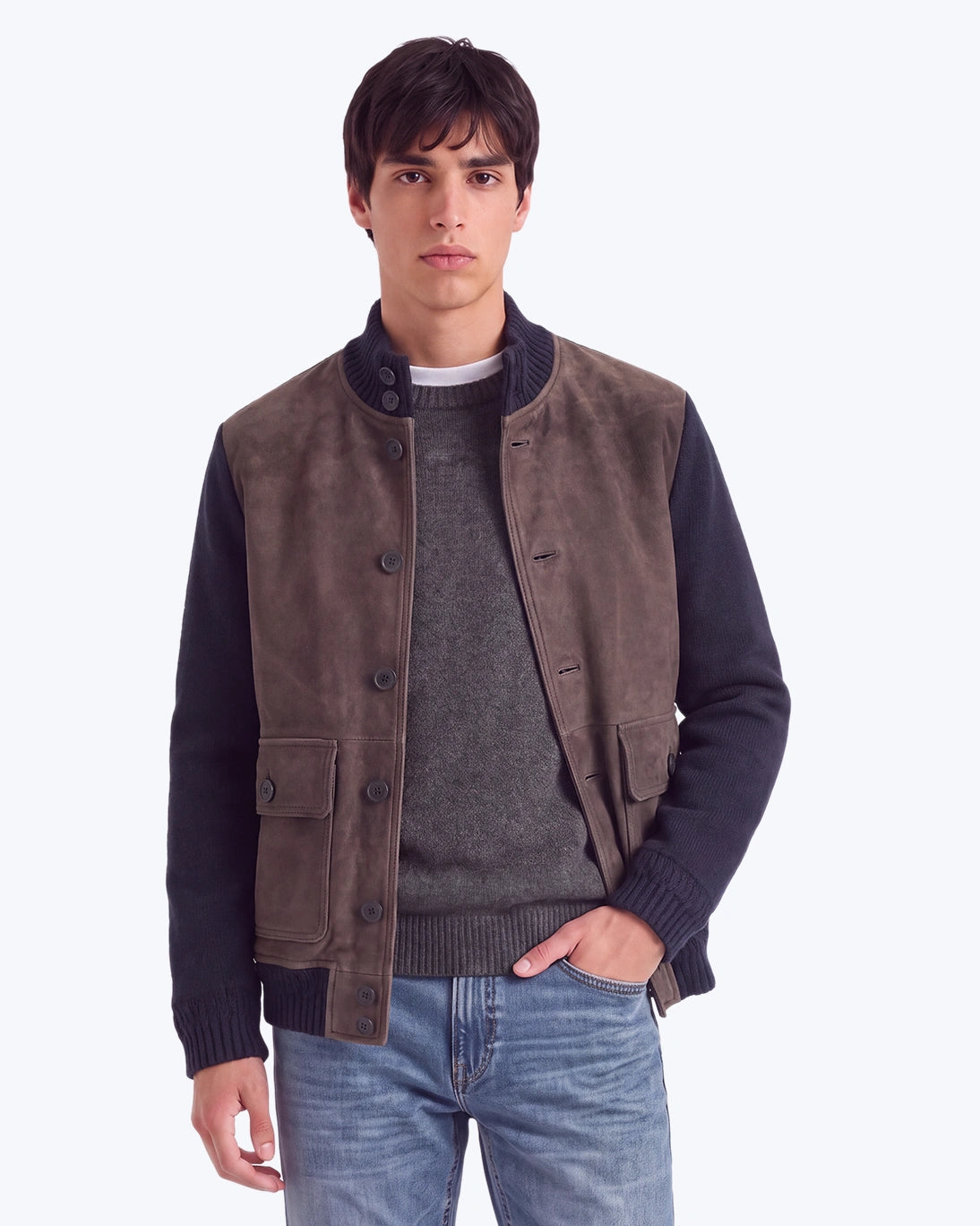 CAZADORA COMBINADA MARRÓN Y NAVY THE JACK LEATHERS