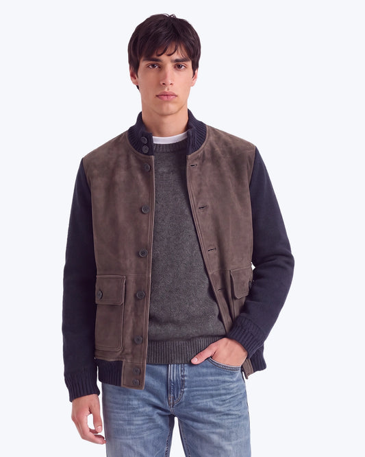 CAZADORA COMBINADA MARRÓN Y NAVY THE JACK LEATHERS
