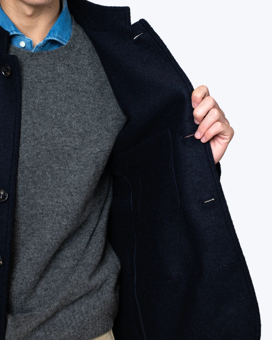 BLAZER DE CUELLO MAO NAVY MAXIMILIAM