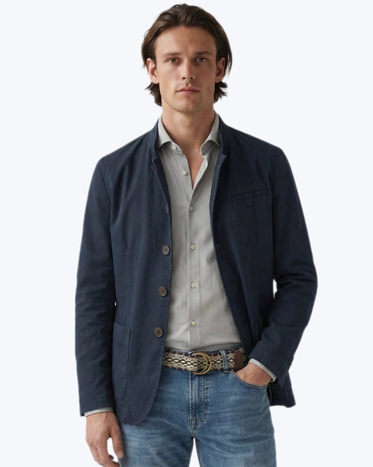 BLAZER DE CUELLO MAO AZUL MAXIMILIAN