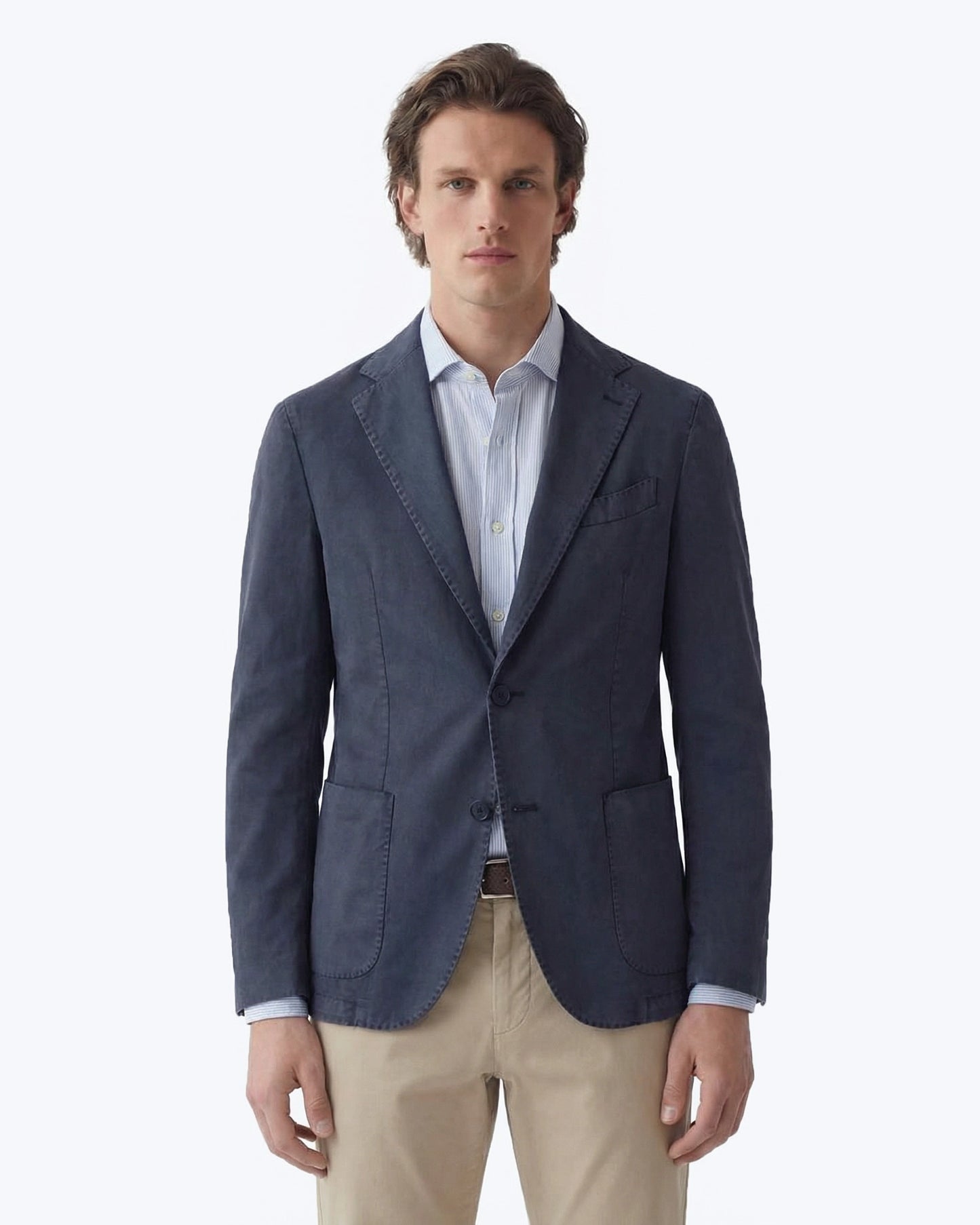 BLAZER AZUL DESGASTADO CON LINO L.B.M. 1911