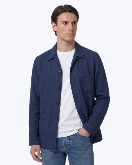 CHAQUETA DE LINO AZUL HARTFORD