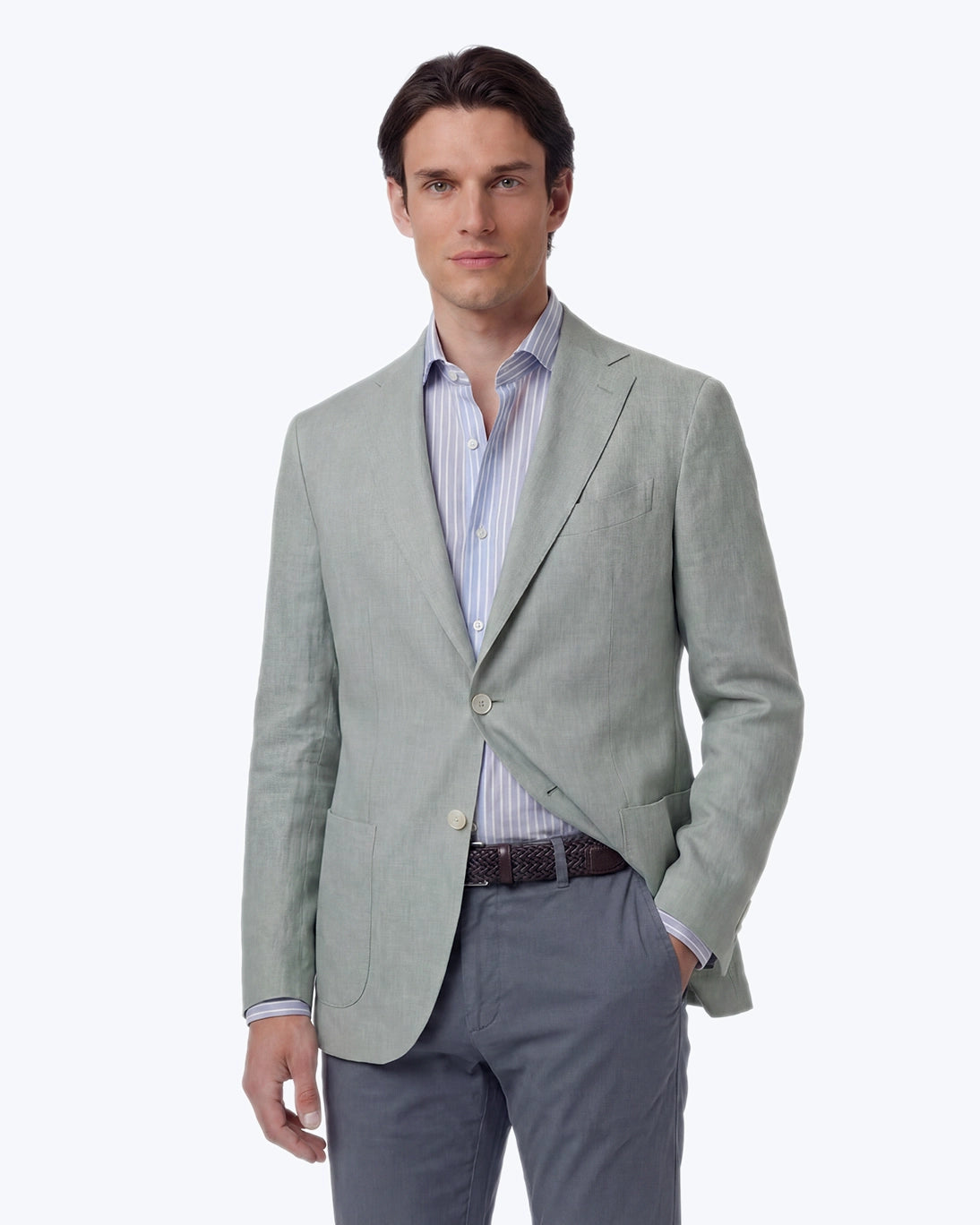BLAZER DE LINO VERDE AGUA JERRY KEY