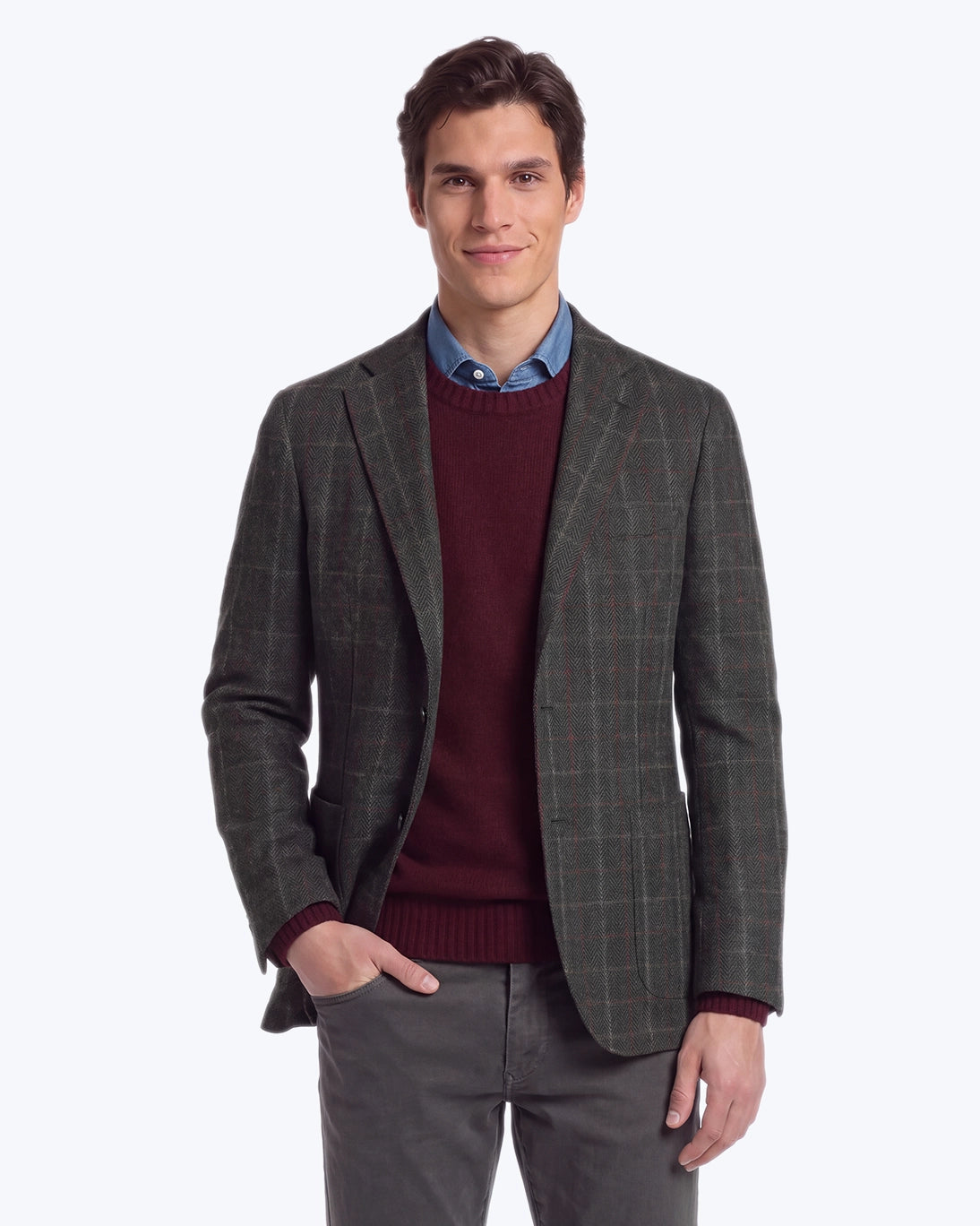 BLAZER DE CUADROS VERDE Y BURDEOS L.B.M. 1911