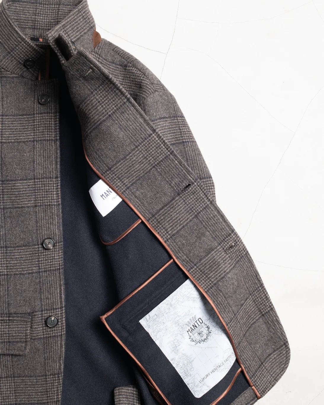 BLAZER LUMEN CUADRO MARRÓN CON CUELLO MAO