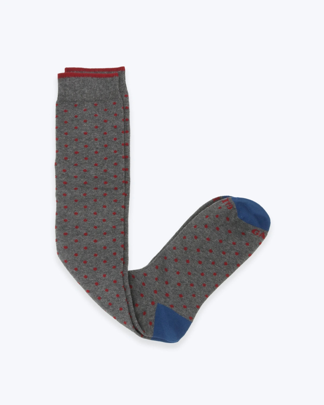 CALCETINES GALLO DE LANA GRIS CON TOPOS ROJOS