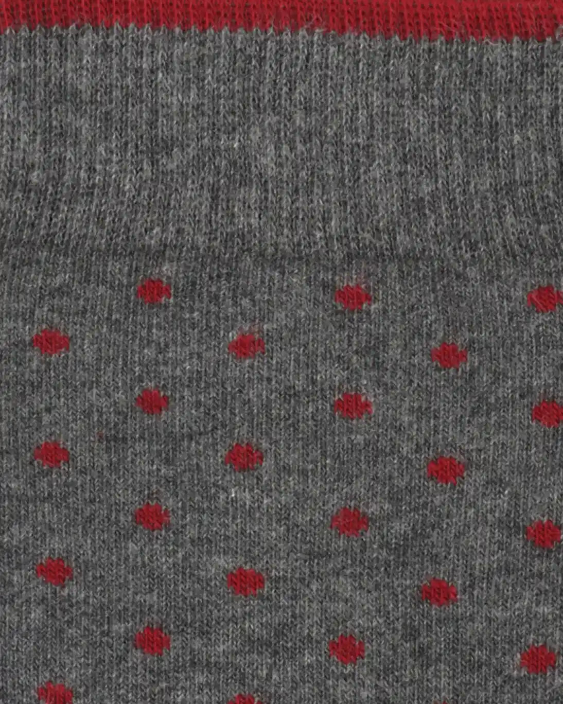 CALCETINES GALLO DE LANA GRIS CON TOPOS ROJOS