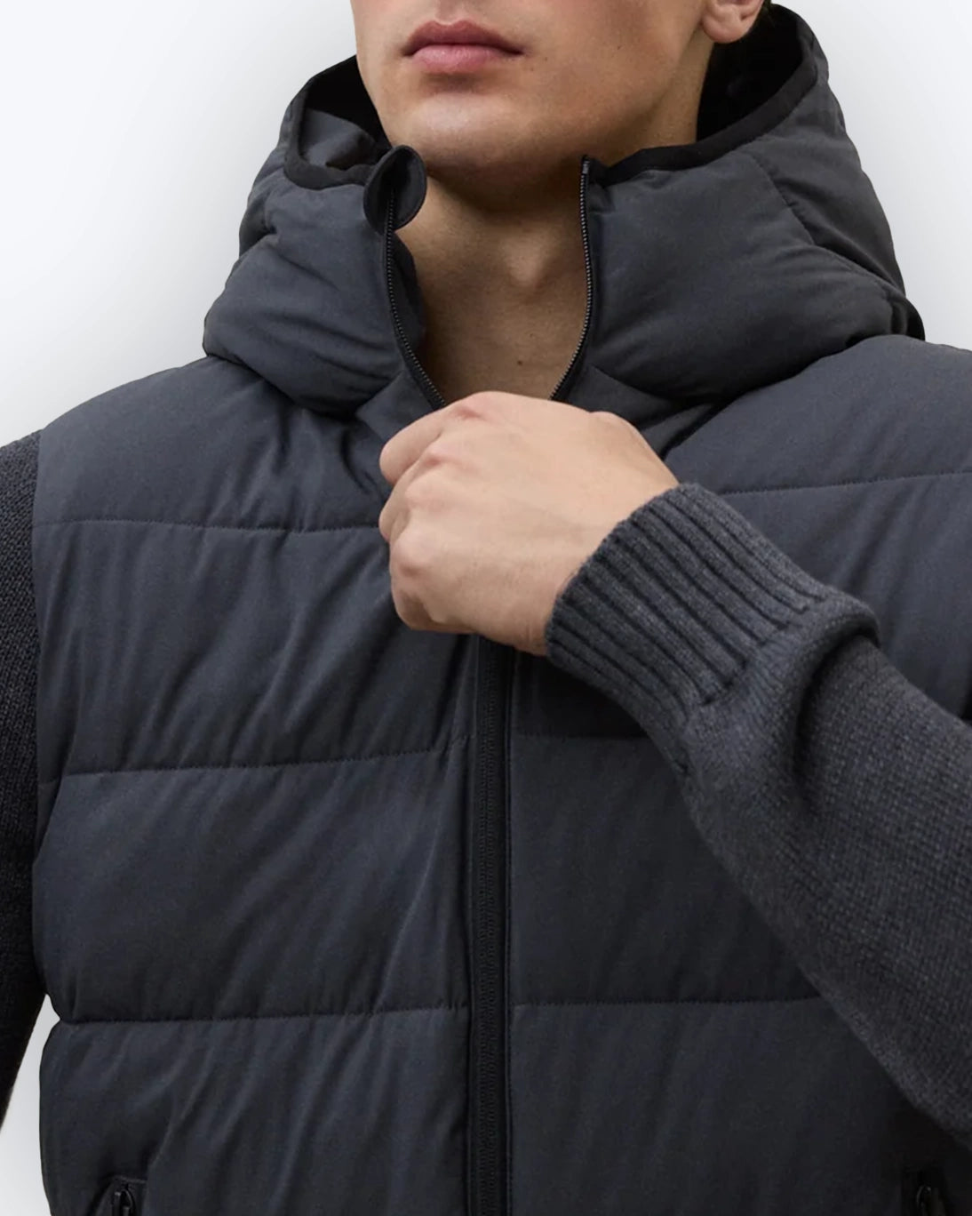 PLUMAS GRIS OSCURO CON CAPUCHA ECOALF