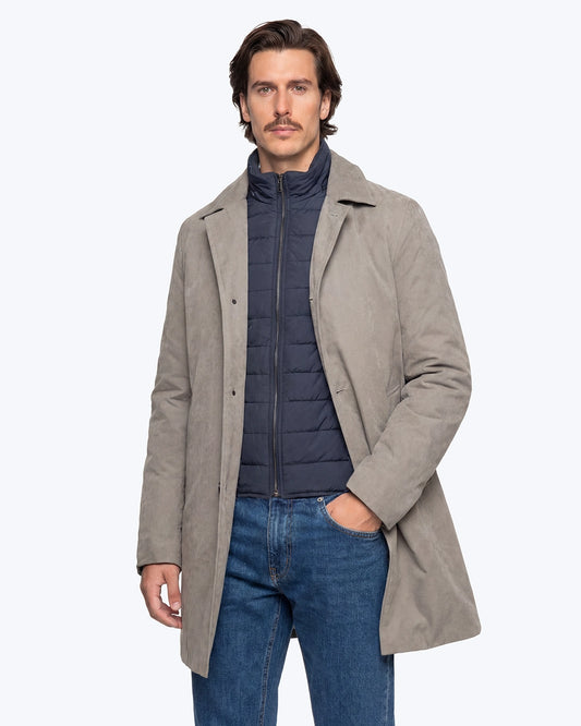 GABARDINA VERDE GRISÁCEO CON PETO DESMONTABLE ZEROSETTANTA