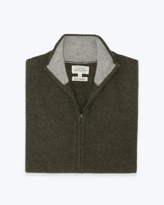 CHALECO VERDE DE CASHMERE CON CREMALLERA HARTFORD