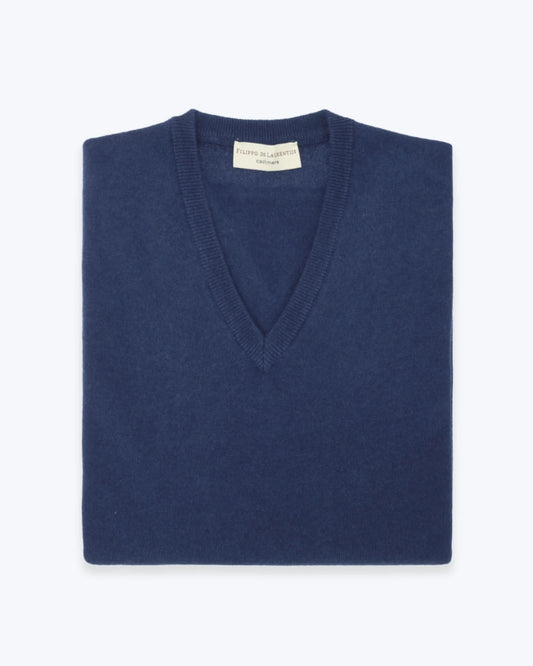 JERSEY DE PICO CASHMERE AZUL FILIPPO DE LAURENTIS